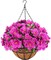 Artificial Hanging Azalea Flowers with Coconut Basket, Silk Faux Hanging Plants for Outdoor Indoor Decor, UV Resistant Fake Flowers for Porch Patio Garden Yard Home Decoration, Fuchsia